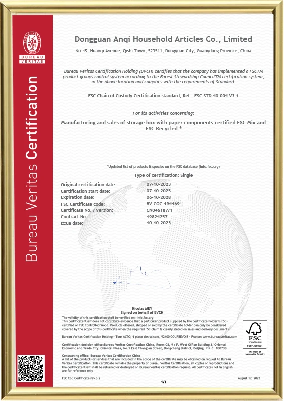 FSC Chain of Custody Certificate