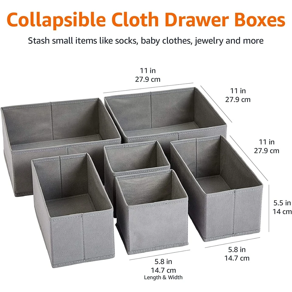 6-Piece Underwear Storage Box Set