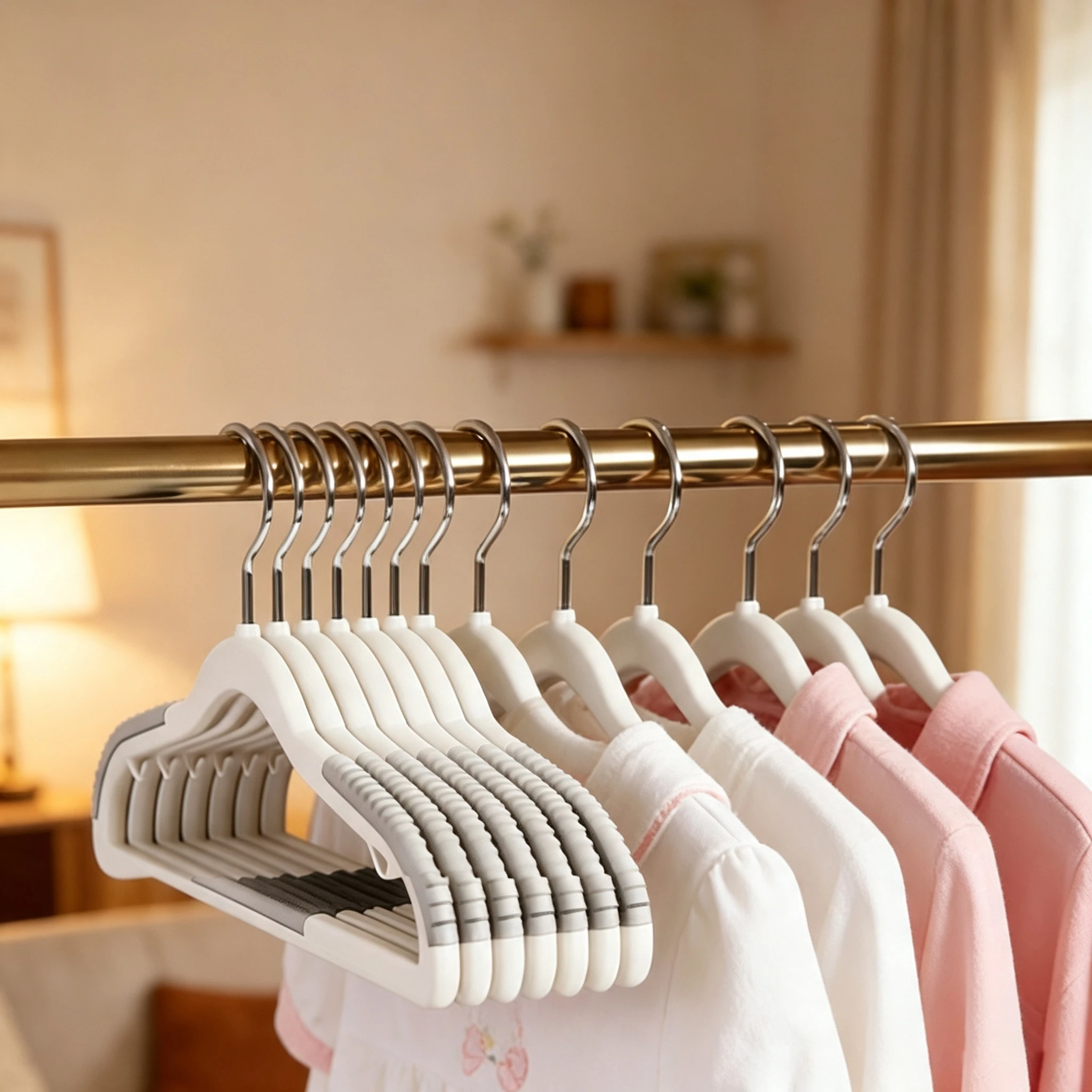 Horizontal-Rib Non-Slip Two-Tone Plastic Hanger