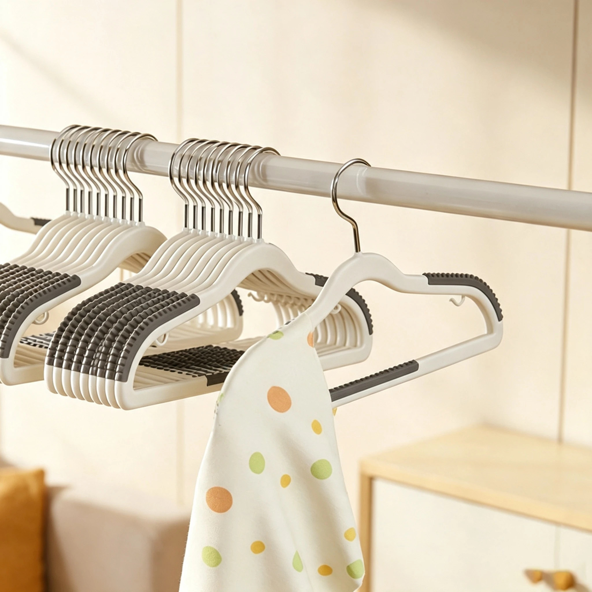 Horizontal-Rib Non-Slip Two-Tone Plastic Hanger