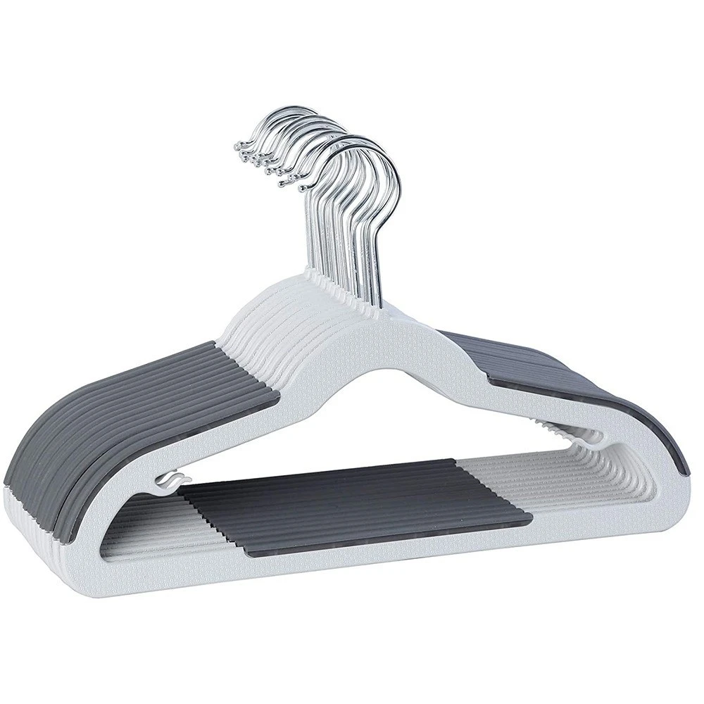 Horizontal-Rib Non-Slip Two-Tone Plastic Hanger