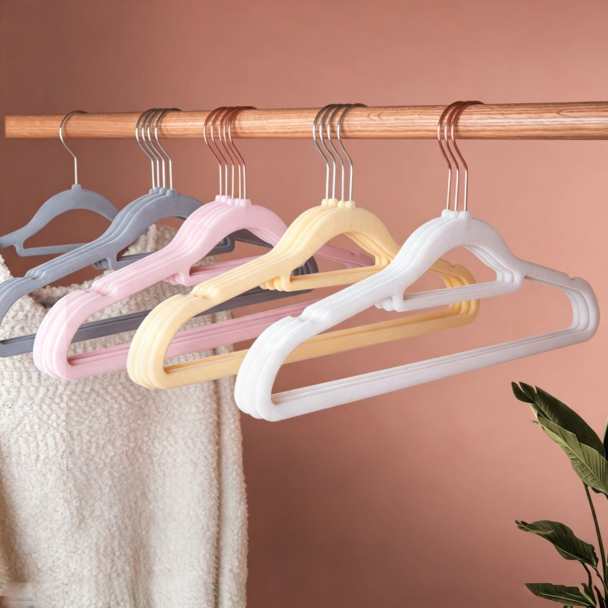 Multi-Function Flocked Hanger with Bars