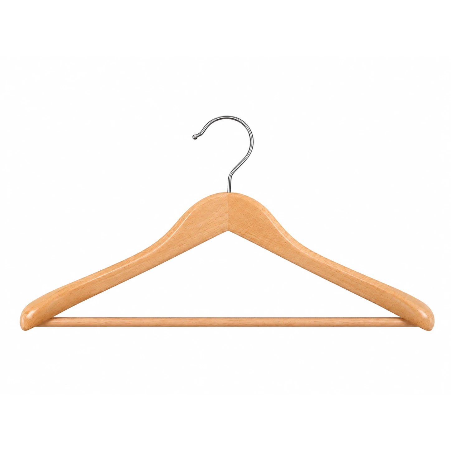 Natural Smooth Wide-Shoulder Solid Wood Hanger