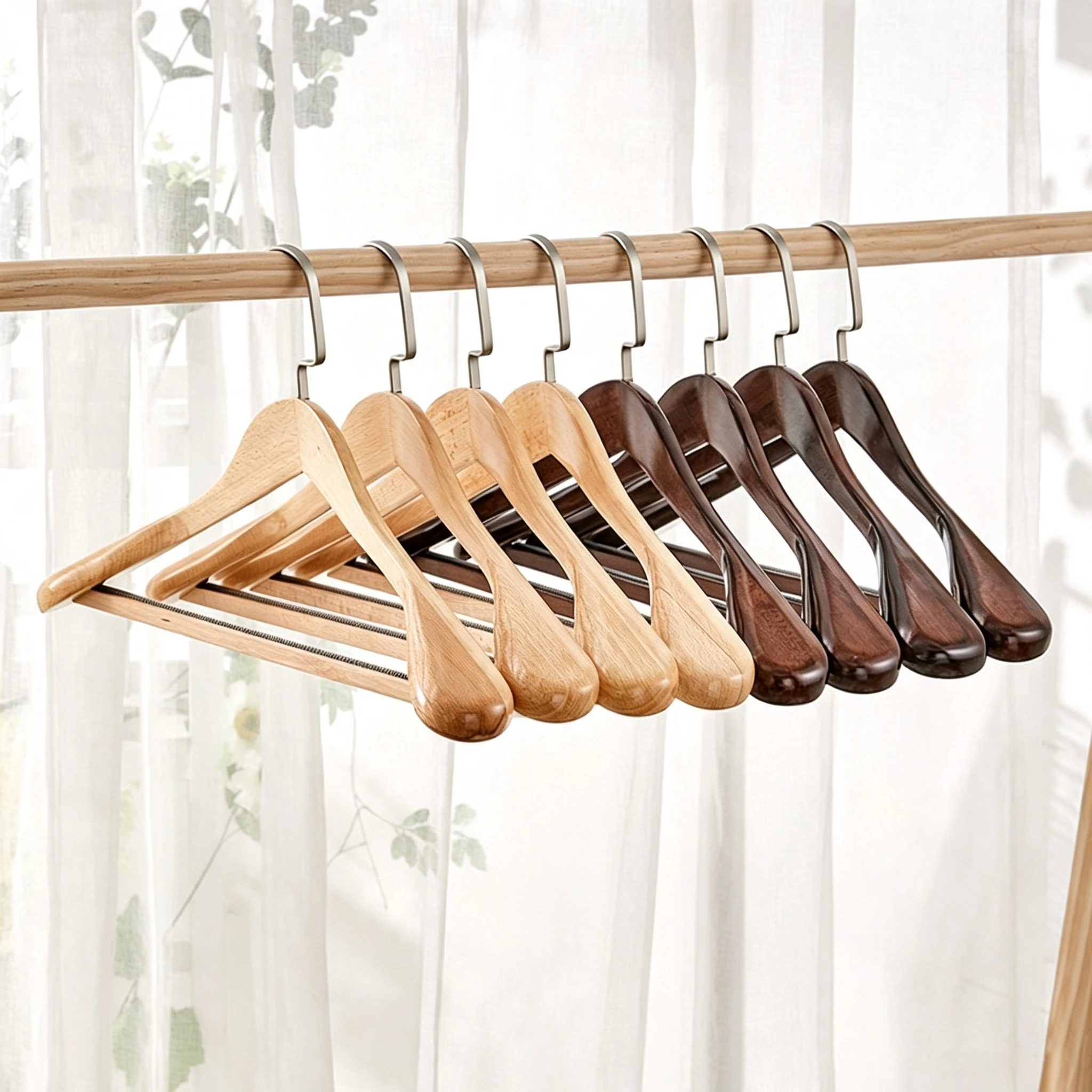 Natural Smooth Wide-Shoulder Solid Wood Hanger