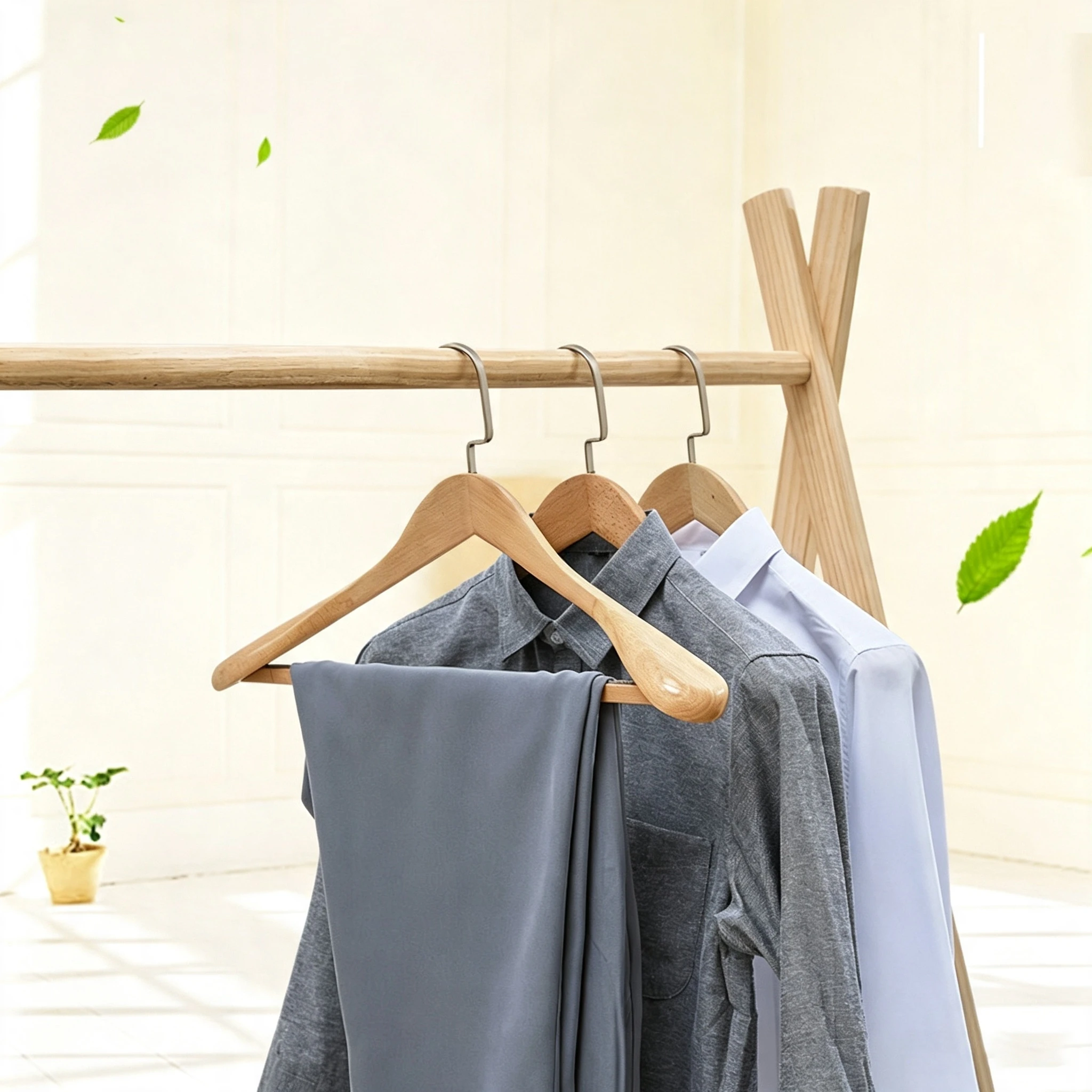 Natural Smooth Wide-Shoulder Solid Wood Hanger