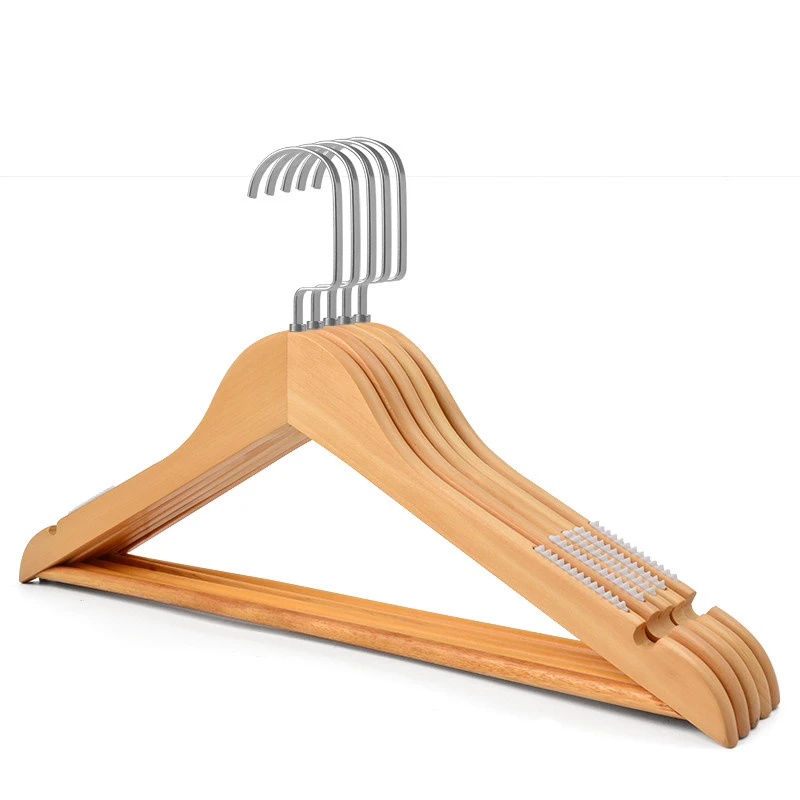 Natural Wood Hanger with Anti-Slip Teeth