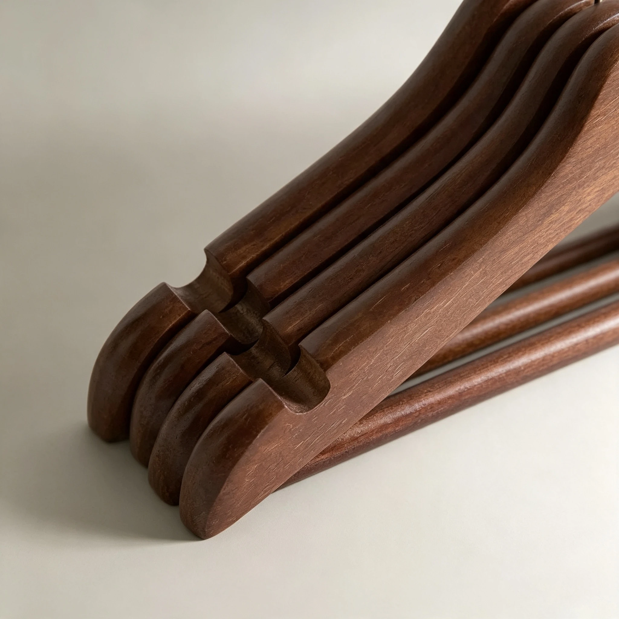 Vintage Wide-Shoulder Solid Wood Hanger (with Lower Bar)