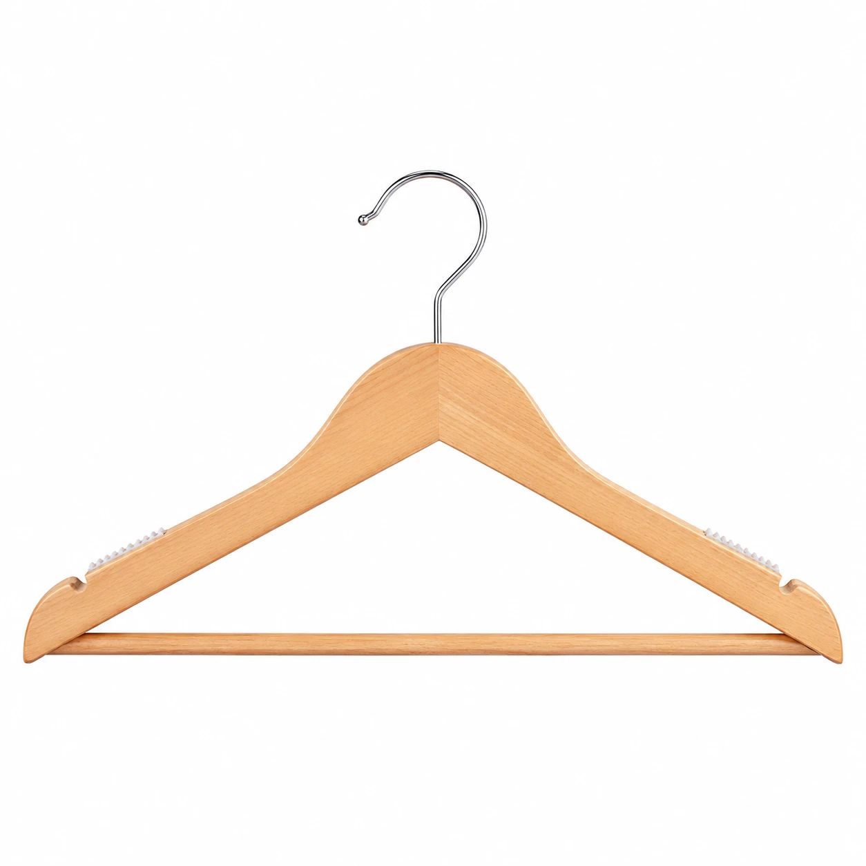 Natural Wood Hanger with Anti-Slip Teeth