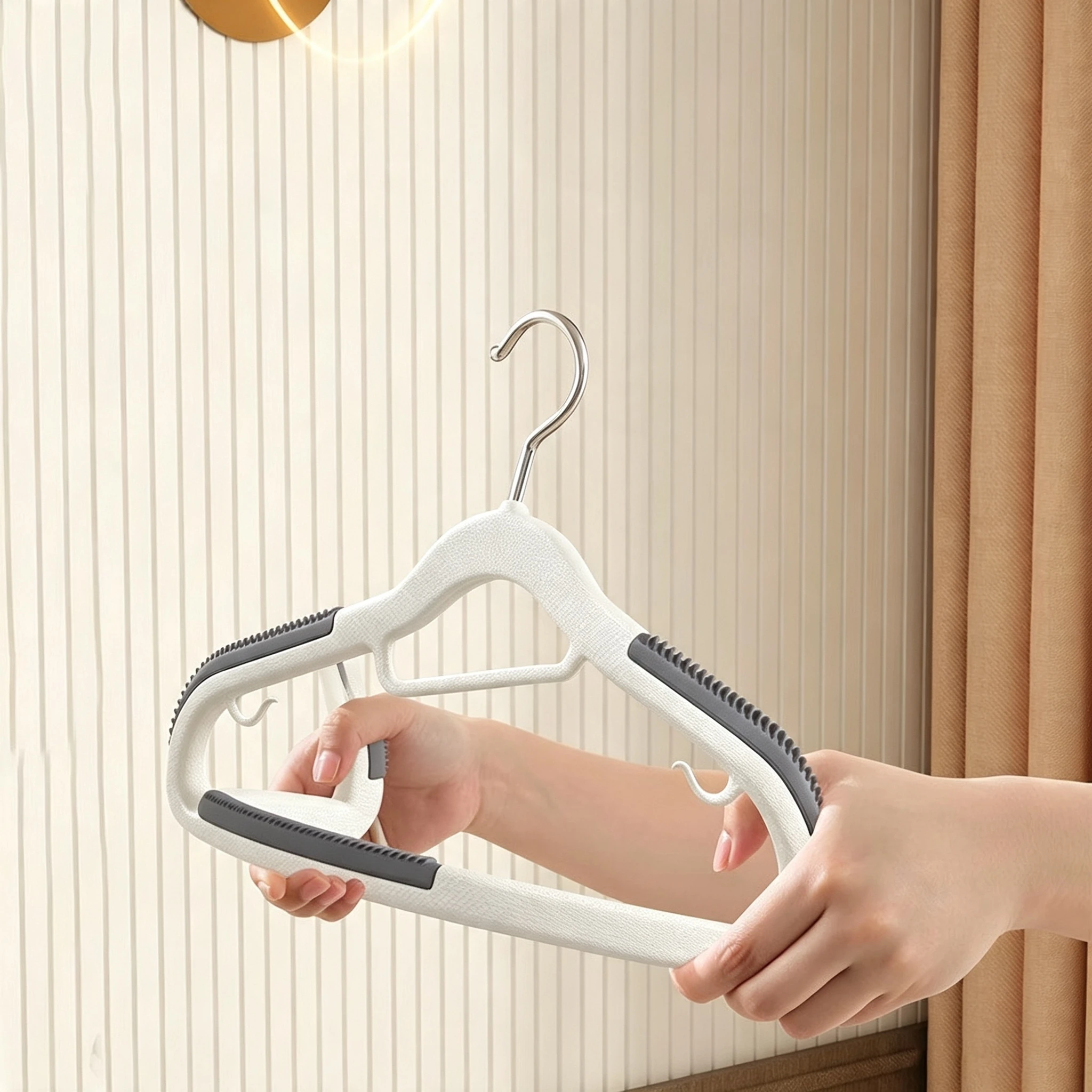Two-Tone Ribbed Non-Slip Multi-Function Plastic Hanger