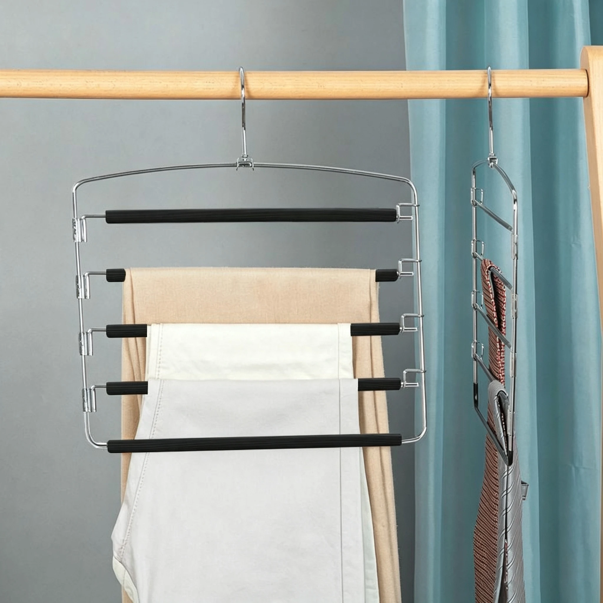 Five-Tier Non-Slip Foam Multi-Layer Trouser Hanger (Flip-Down Style)
