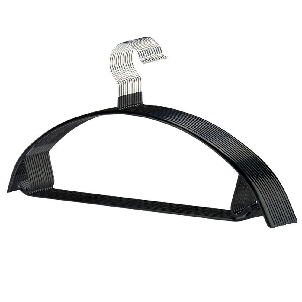 Curved Wide-Shoulder Seamless Dip-Coated Hanger (with Lower Bar)