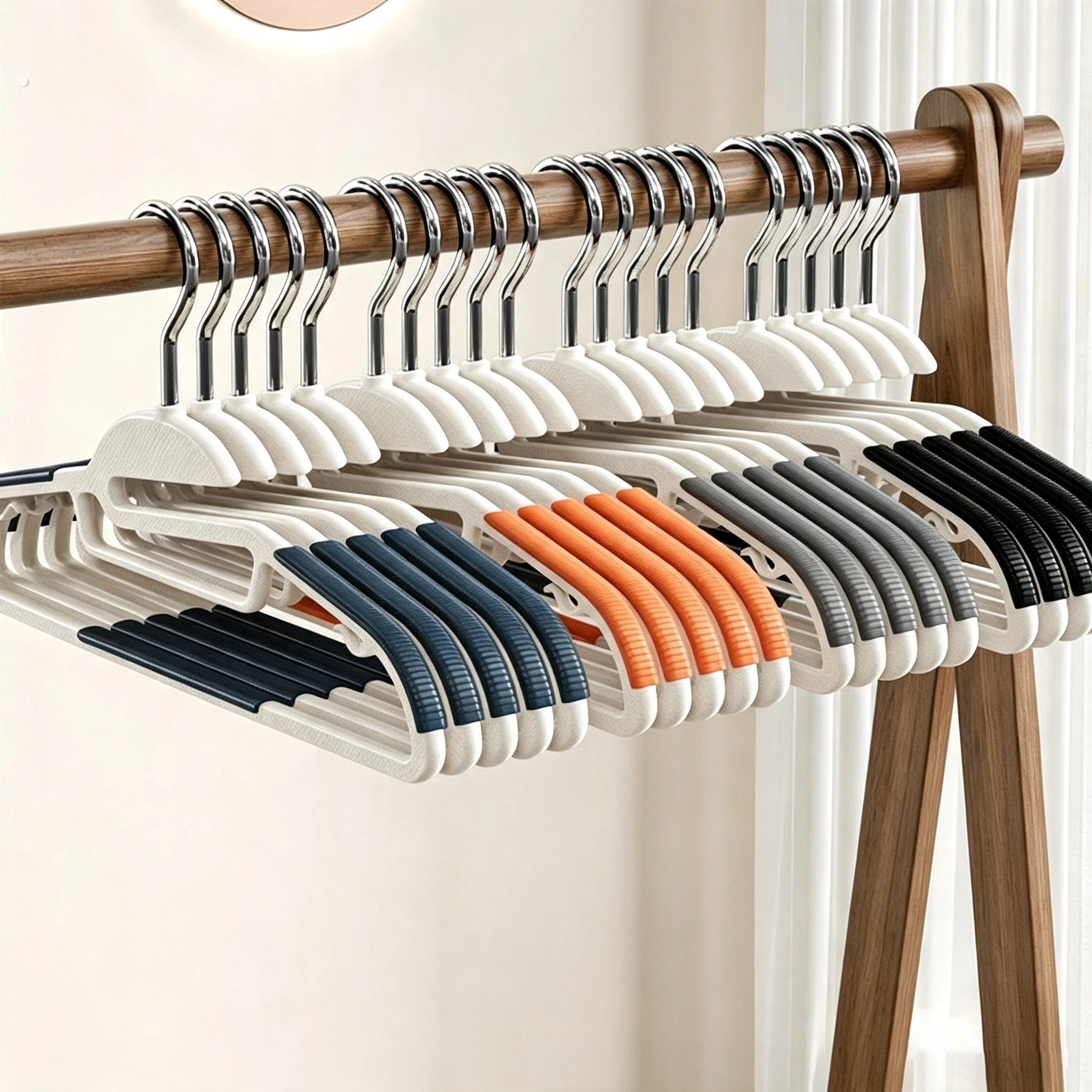 Two-Tone Striped Non-Slip Wet-and-Dry Plastic Hanger