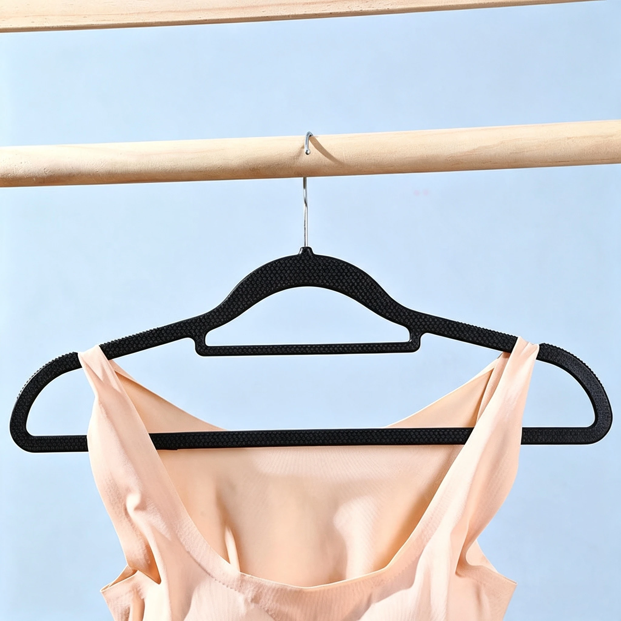 One-Piece Plastic Hanger with Granular Anti-Slip Texture