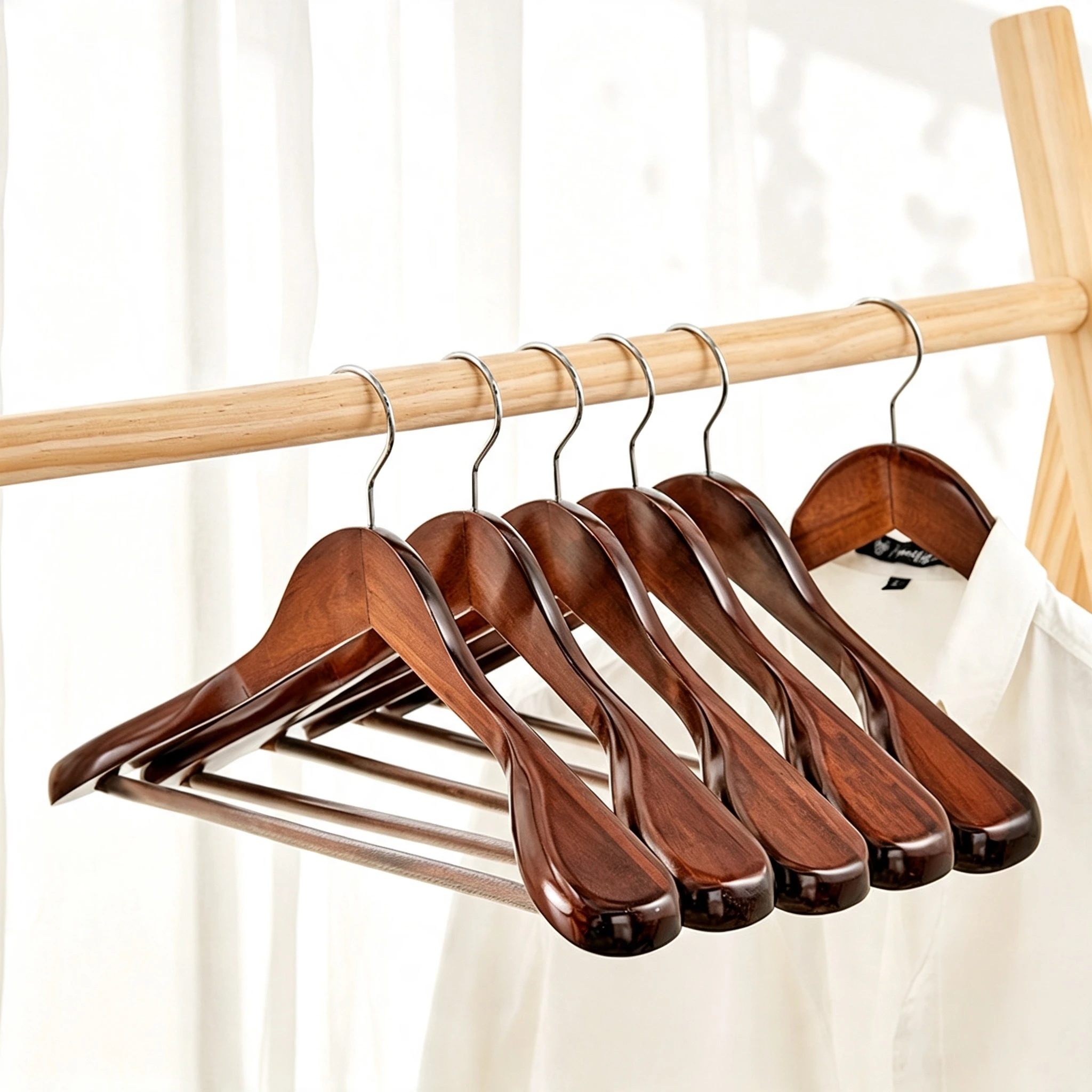 Natural Smooth Wide-Shoulder Solid Wood Hanger