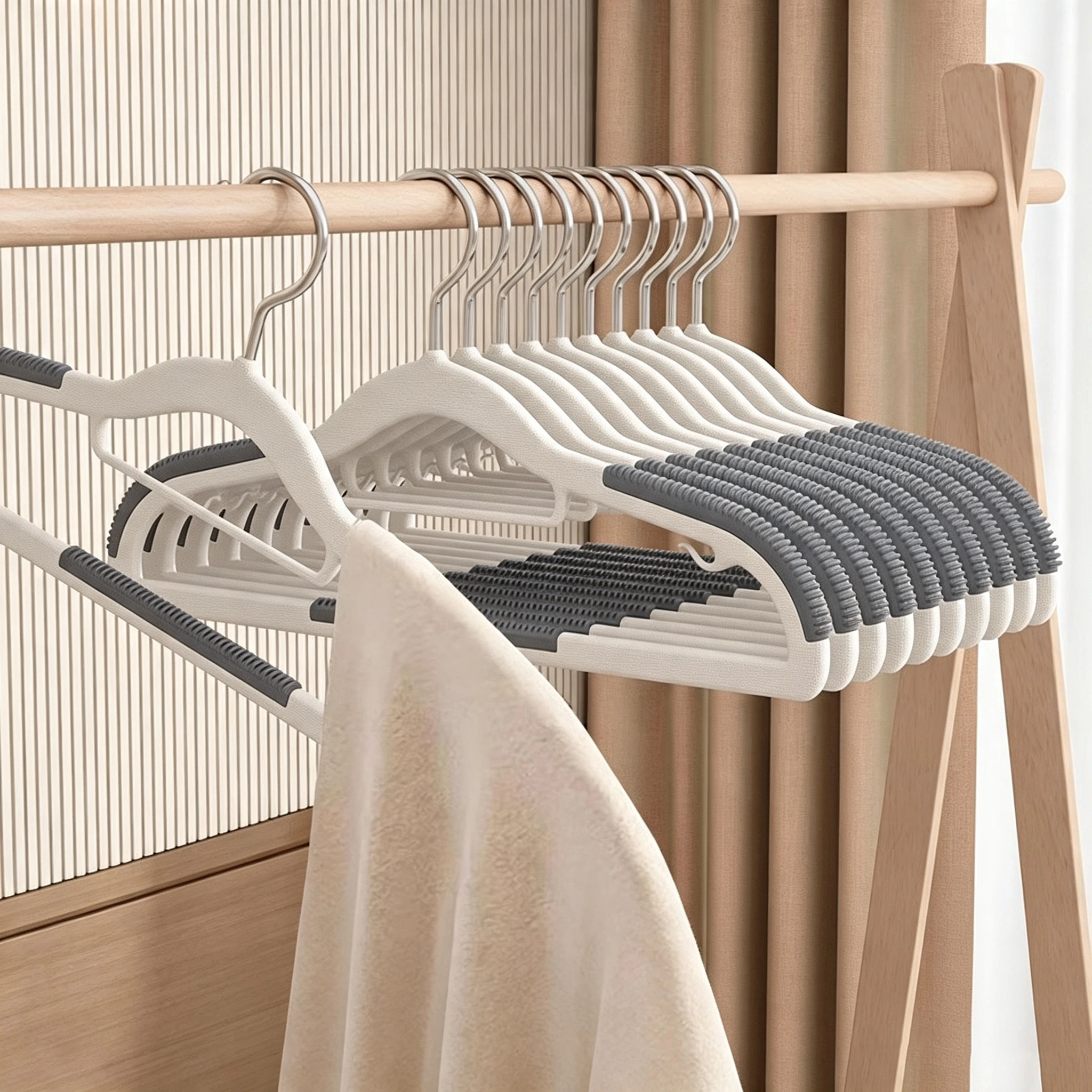 Two-Tone Ribbed Non-Slip Multi-Function Plastic Hanger