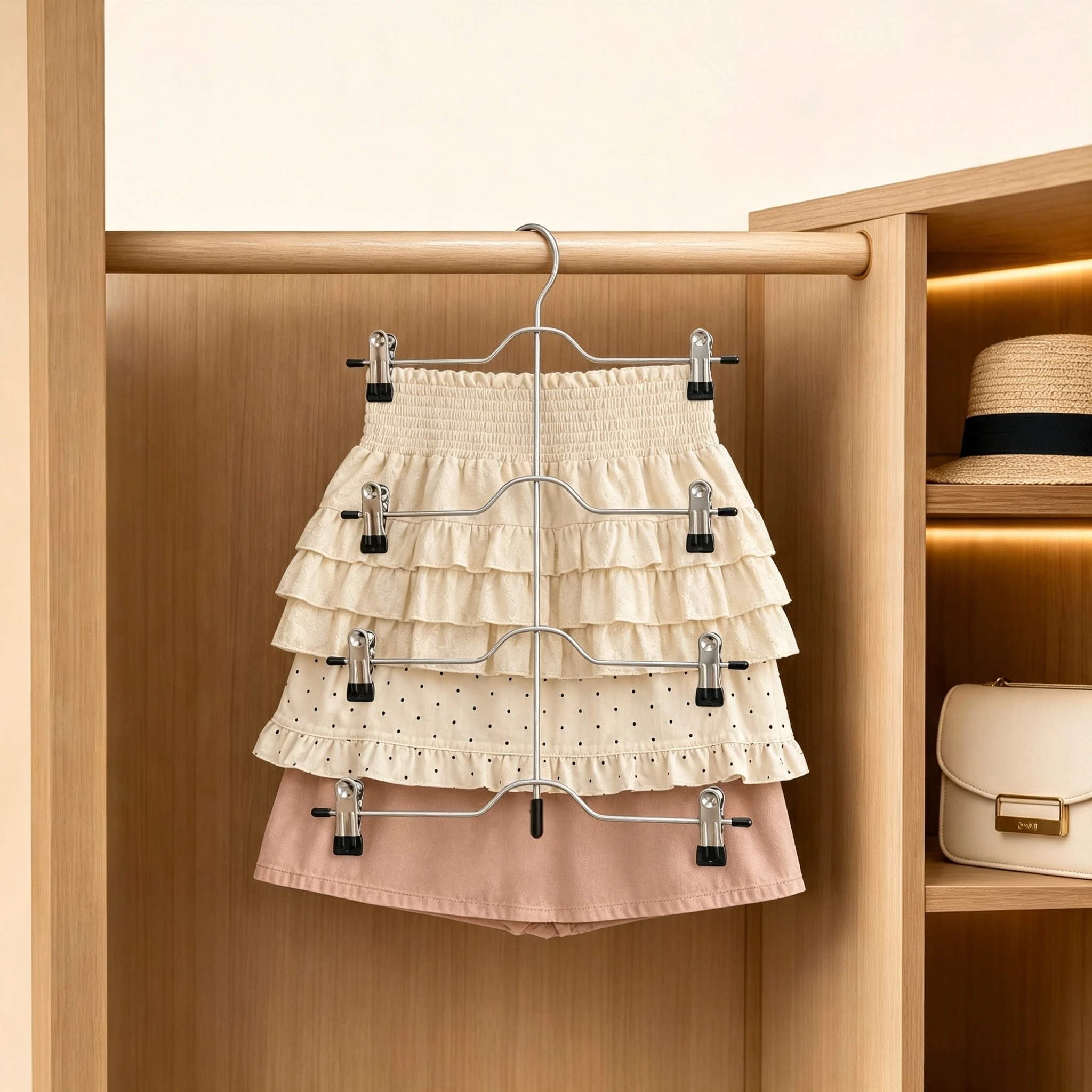 Five-Tier Clip-Style Multi-Layer Trouser and Skirt Hanger