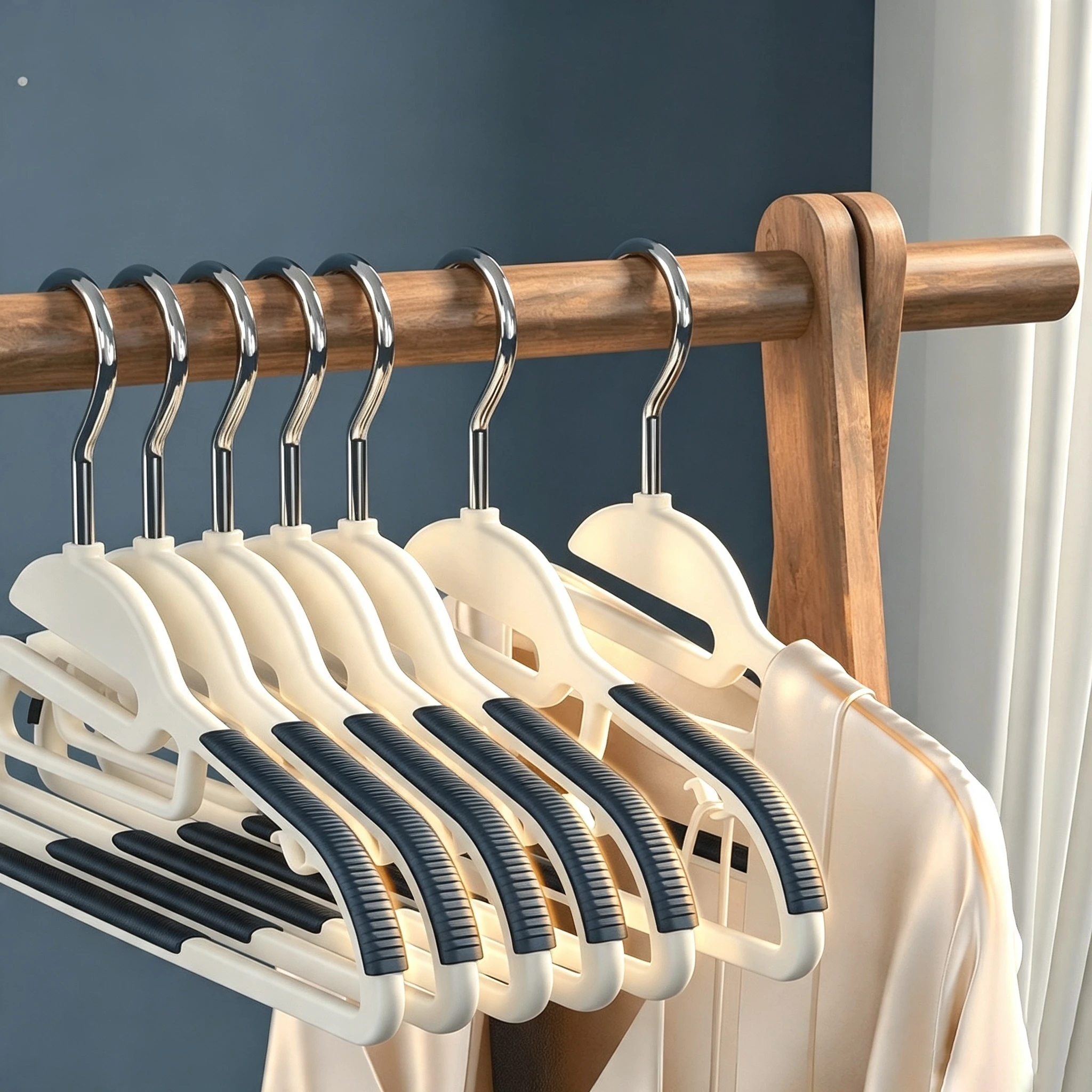 Two-Tone Striped Non-Slip Wet-and-Dry Plastic Hanger