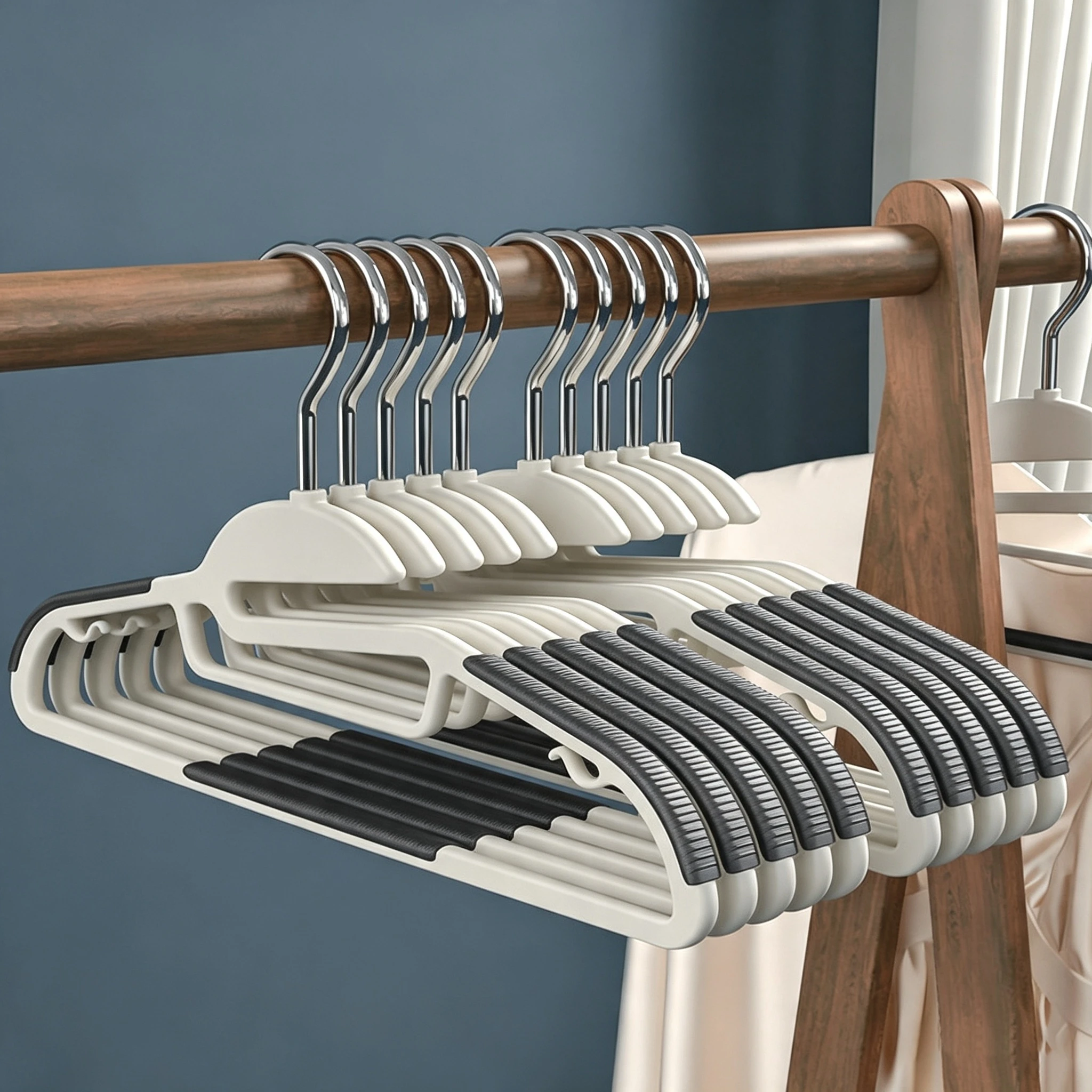 Two-Tone Striped Non-Slip Wet-and-Dry Plastic Hanger