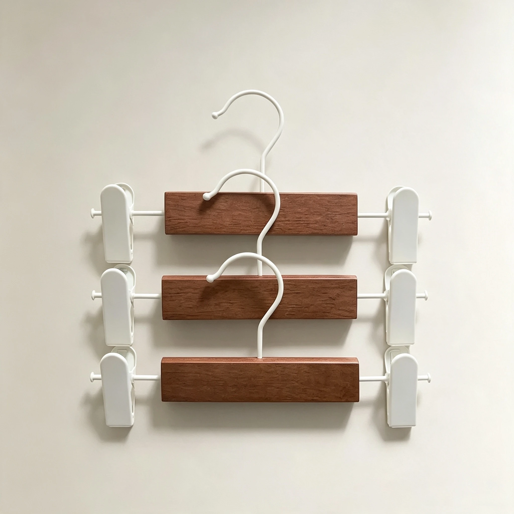 Nordic-Style Two-Tone Solid Wood Trouser Clip Hanger