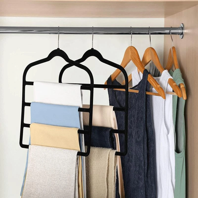 Four-Tier Multi-Layer Flocked Trouser Storage Hanger