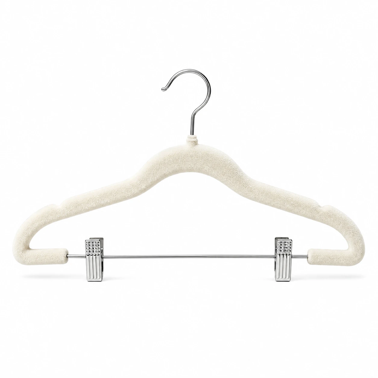 Flocked Seamless Outfit Hanger with Clips