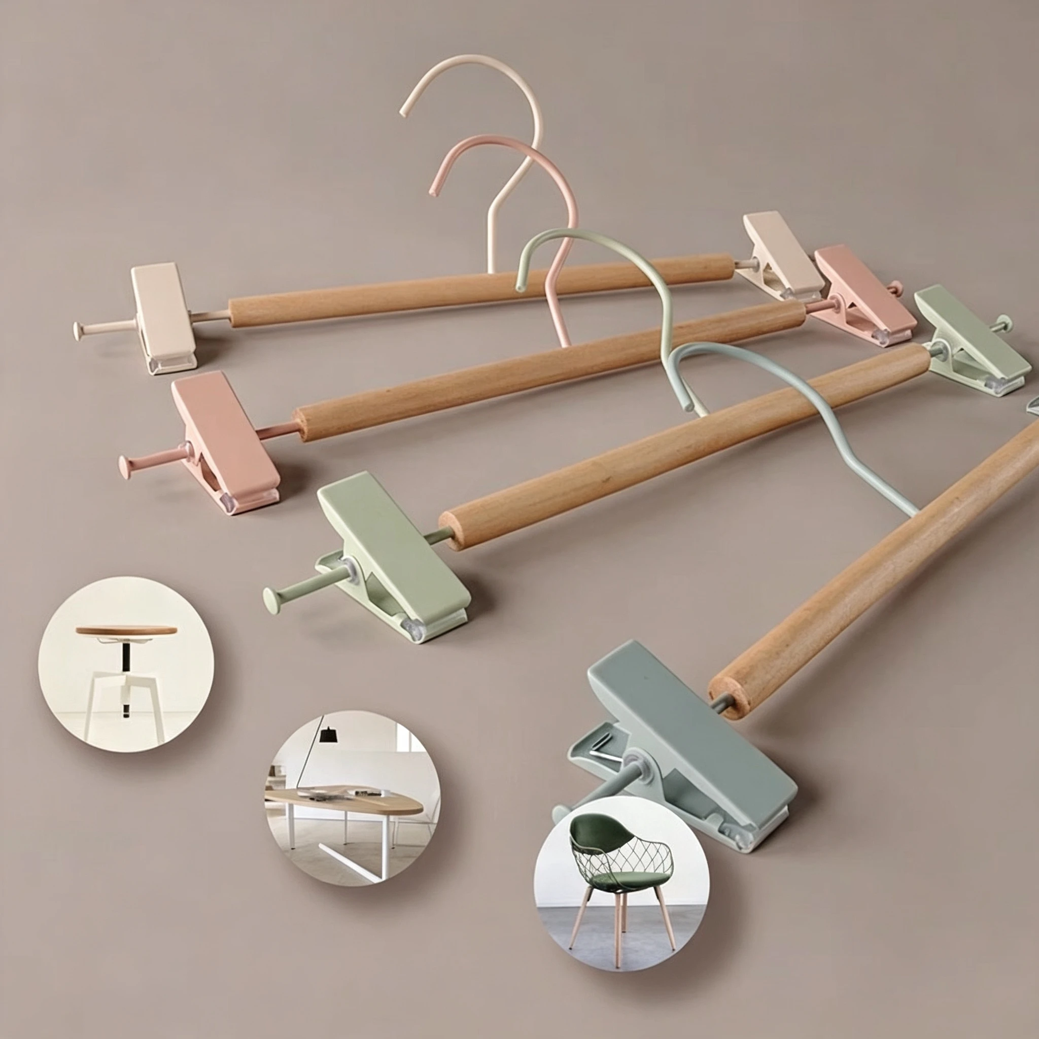 Cylindrical Natural Wood Trouser Clip Hanger