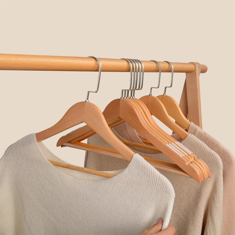 Natural Wood Hanger with Anti-Slip Teeth