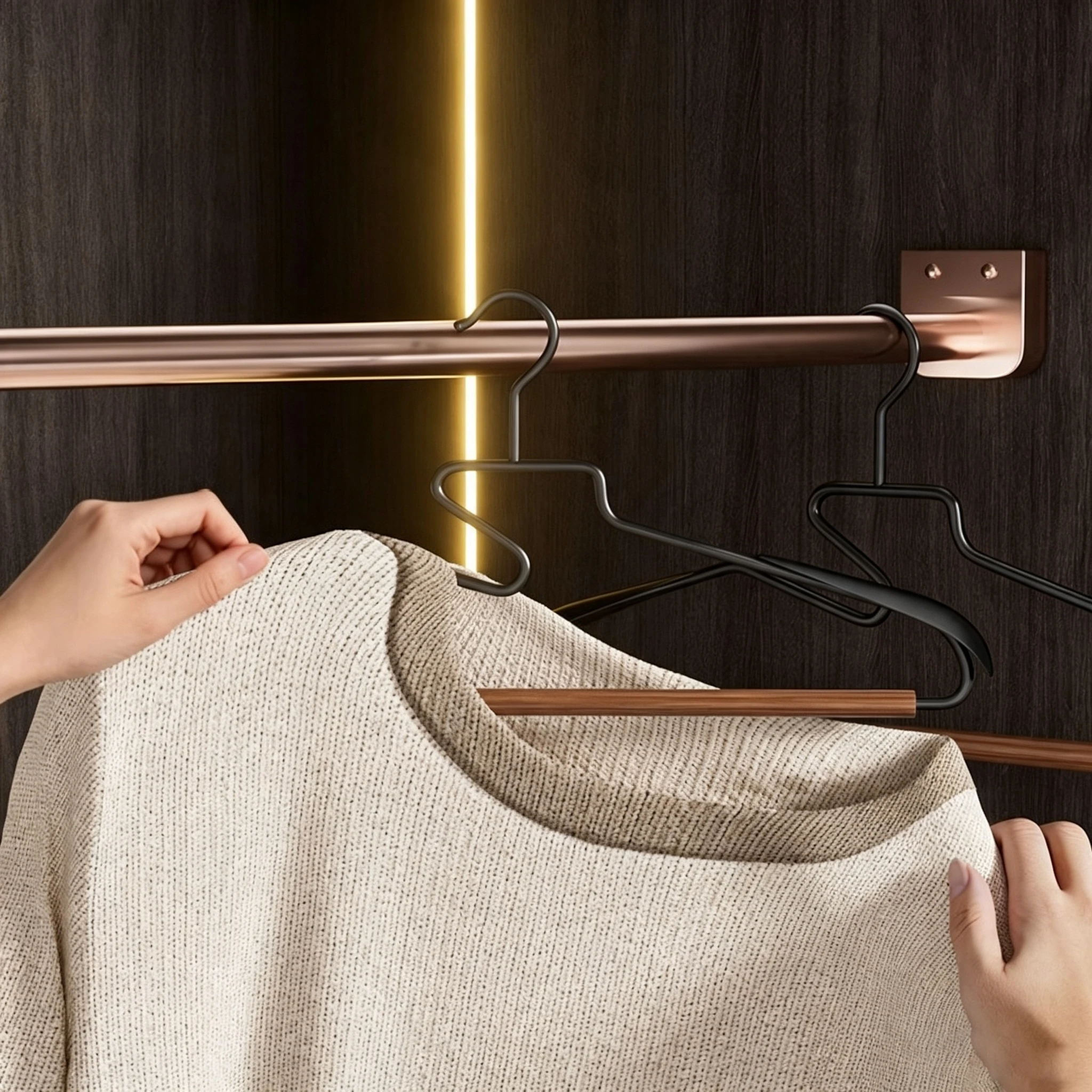 Industrial-Style Iron and Wood Wide-Shoulder Hanger