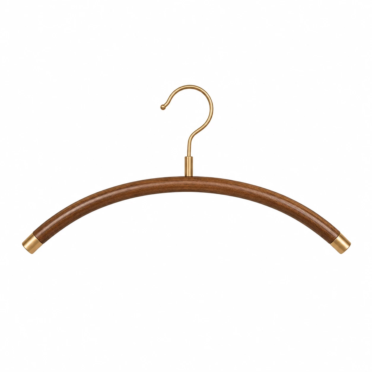 Light-Luxury Curved Solid Wood Hanger with Brass Hardware
