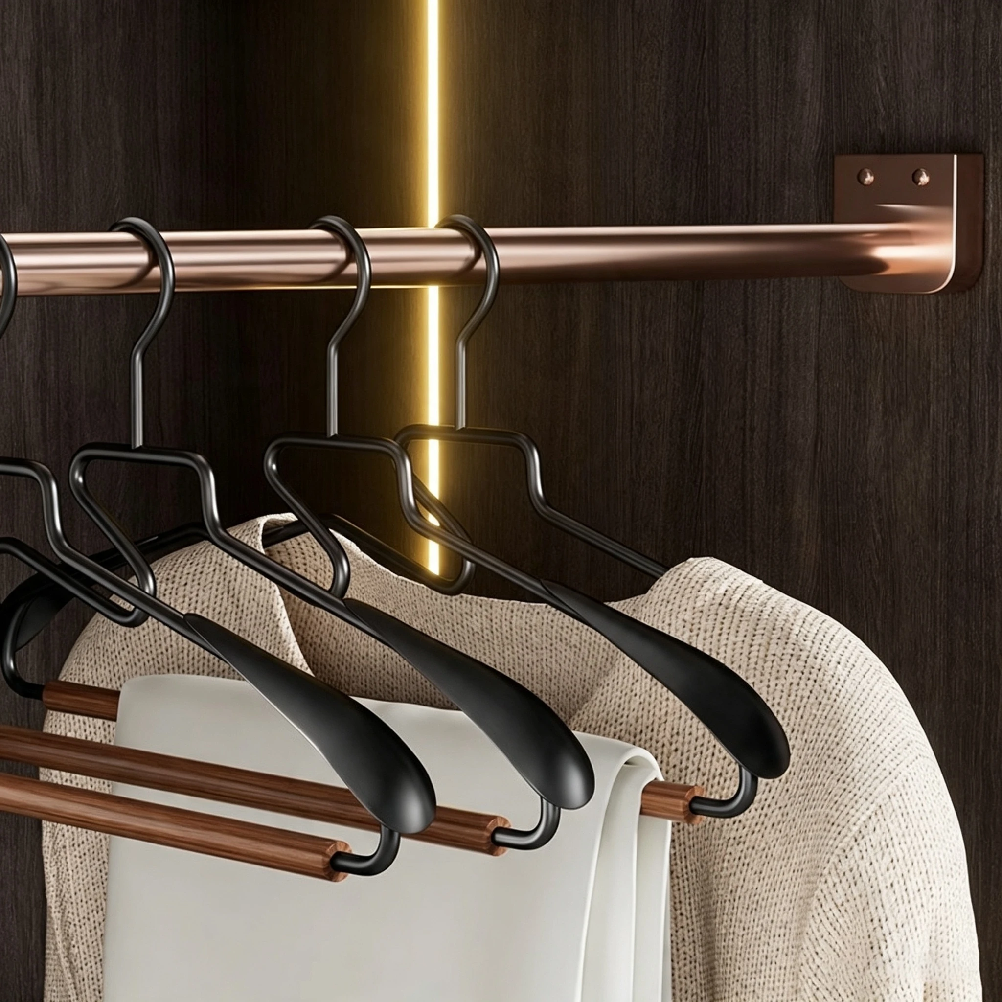 Industrial-Style Iron and Wood Wide-Shoulder Hanger