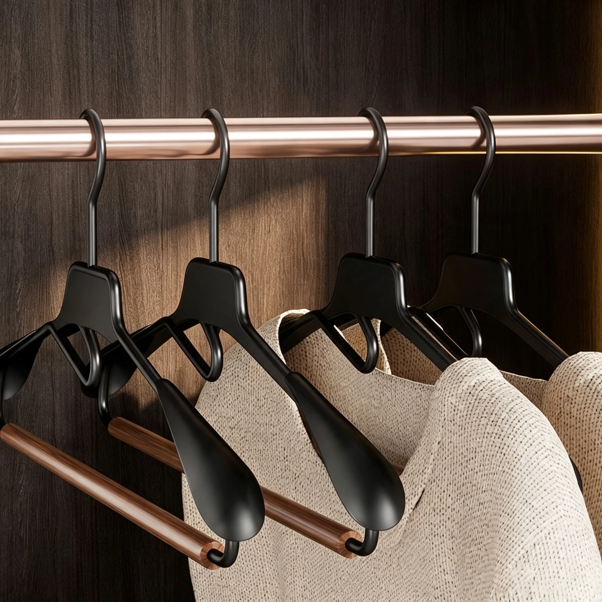 Industrial-Style Iron and Wood Wide-Shoulder Hanger