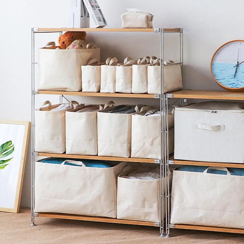 Upright Canvas Wardrobe Storage Basket