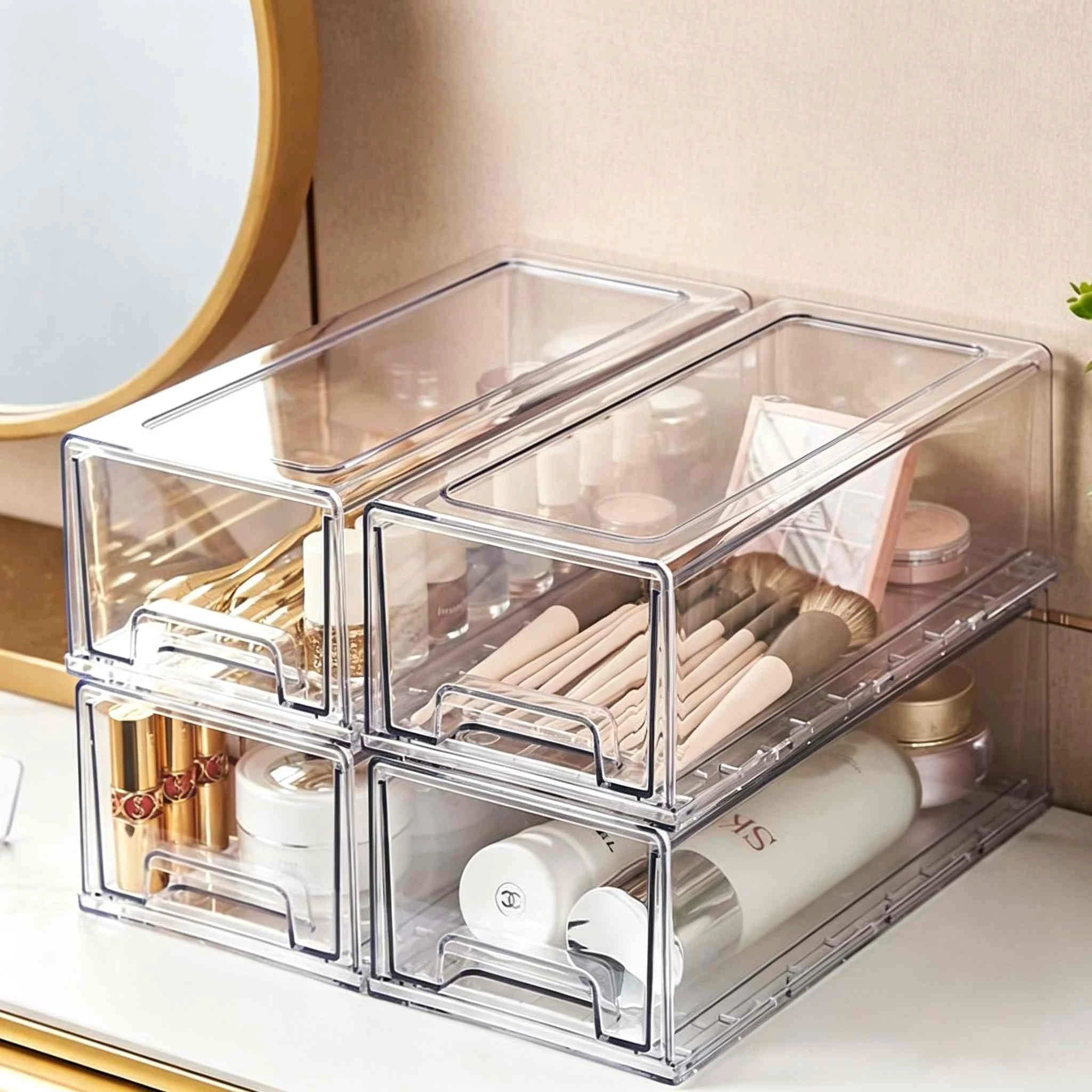 High-transparency PET drawer-type cosmetic storage box