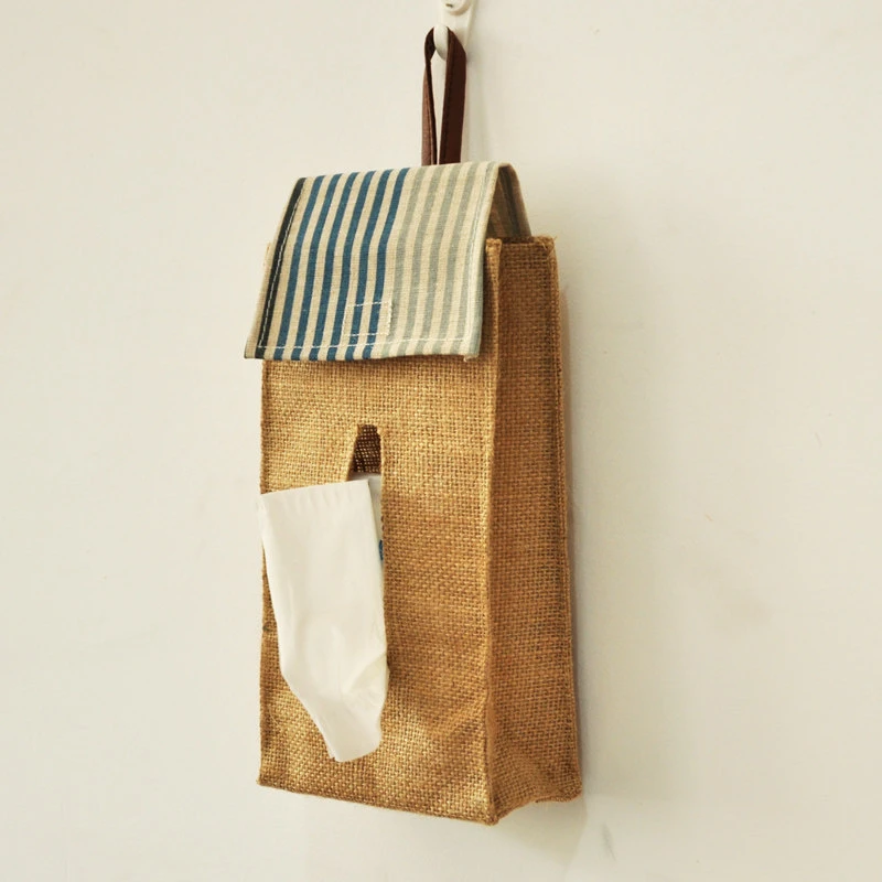 Coarse Linen Wall-Hung Tissue Storage Bag
