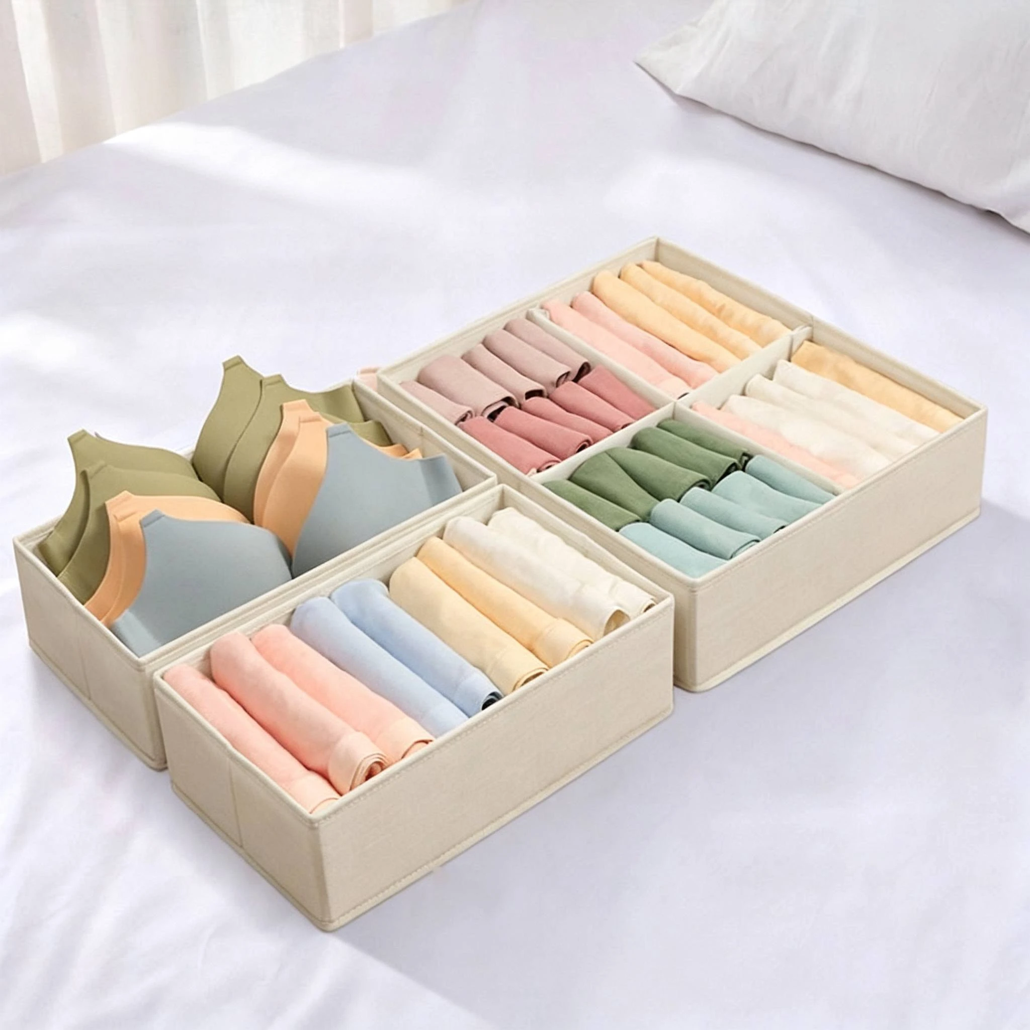Multi-grid Fabric Underwear Storage Box