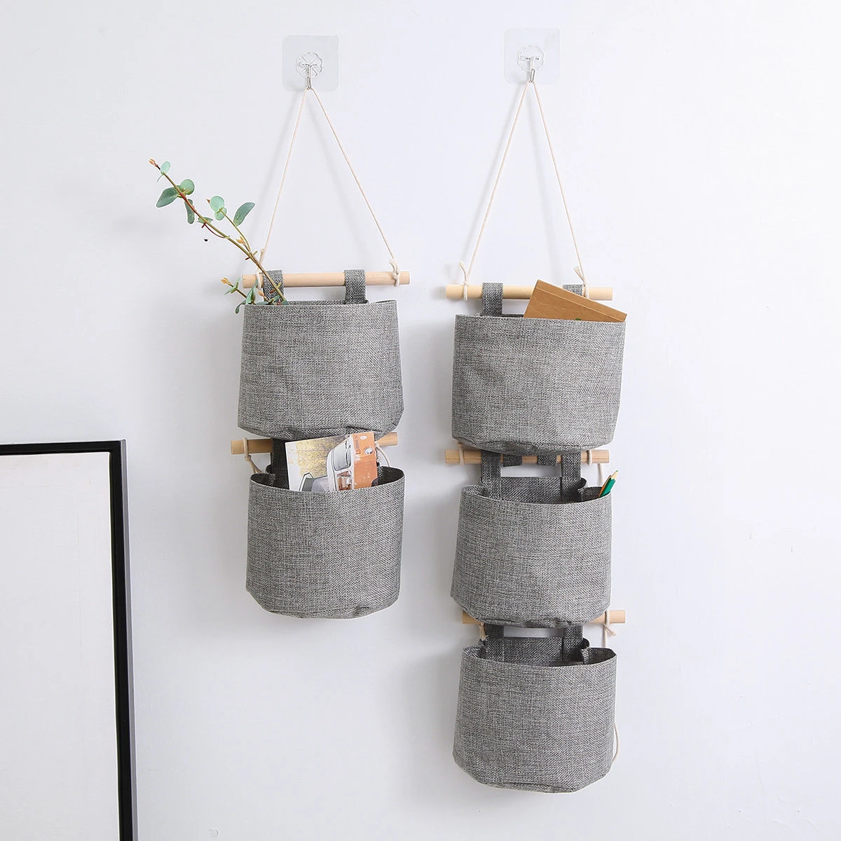 Multi-layer Linen Cotton Hanging Storage Bag