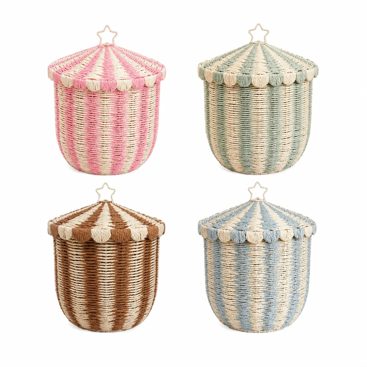 Handwoven Pumpkin Storage Basket with Lid