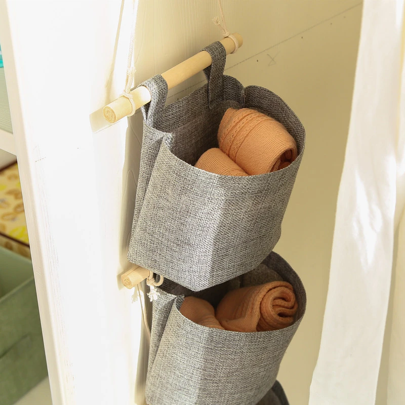 Multi-layer Linen Cotton Hanging Storage Bag