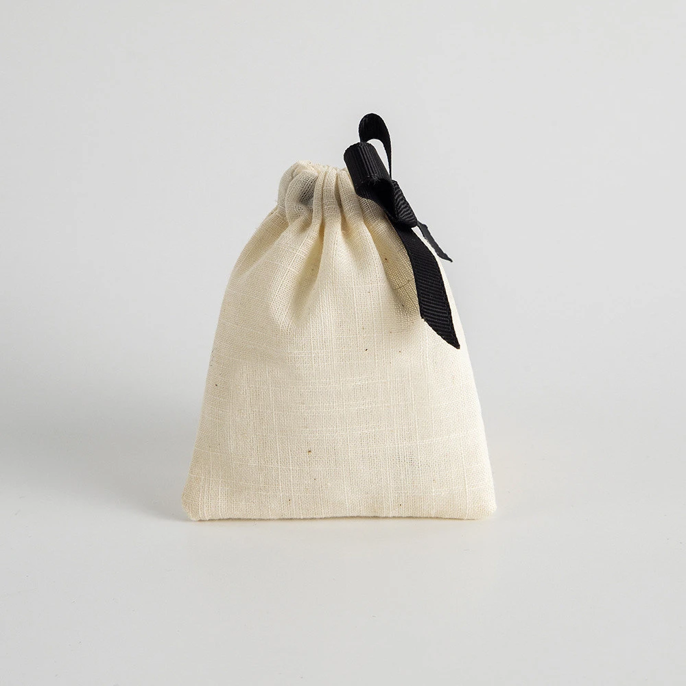 Cotton and linen drawstring portable storage bag