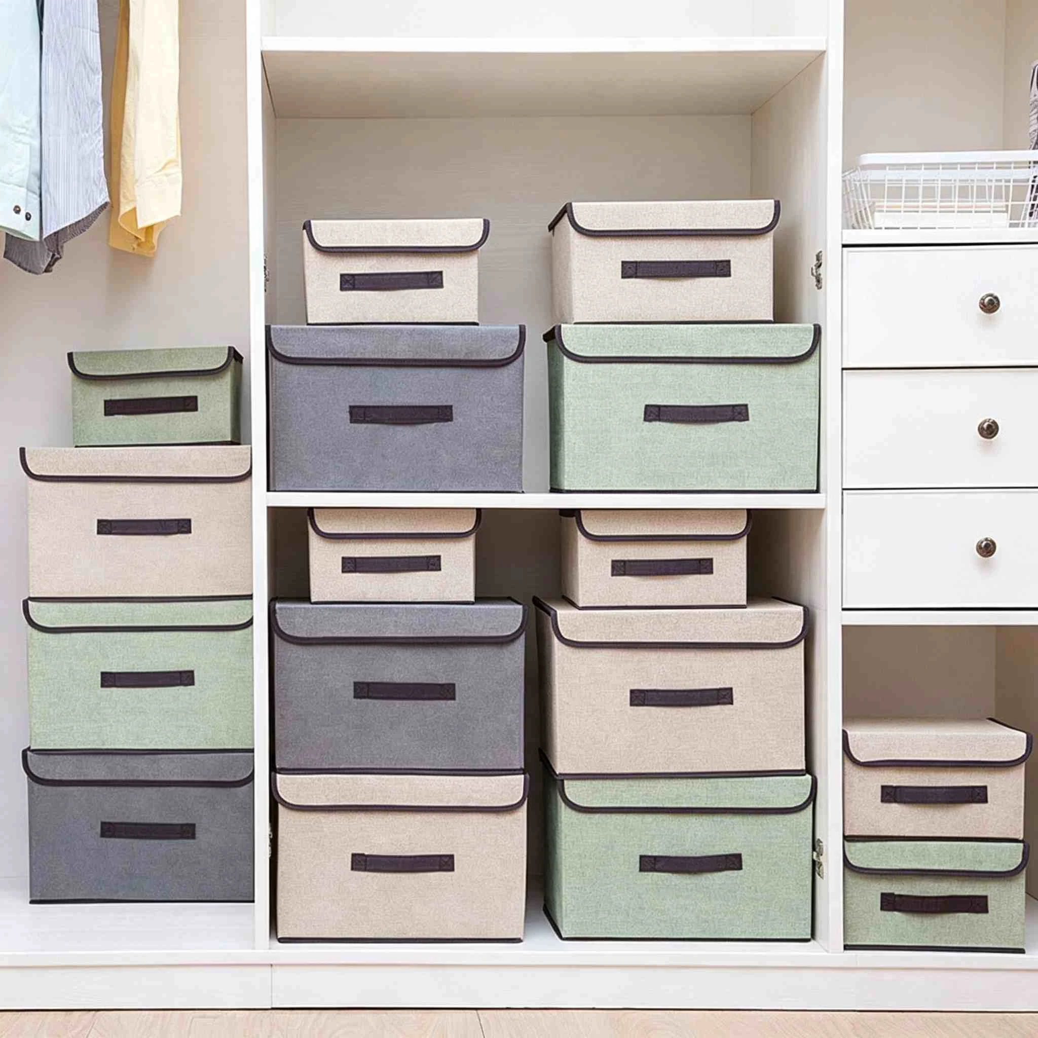 Multi-color Imitation Linen Flip Lid Fabric Storage Box