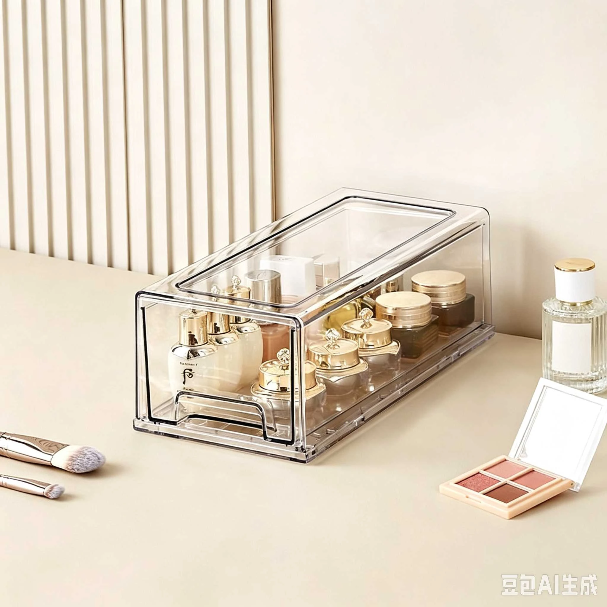High-transparency PET drawer-type cosmetic storage box
