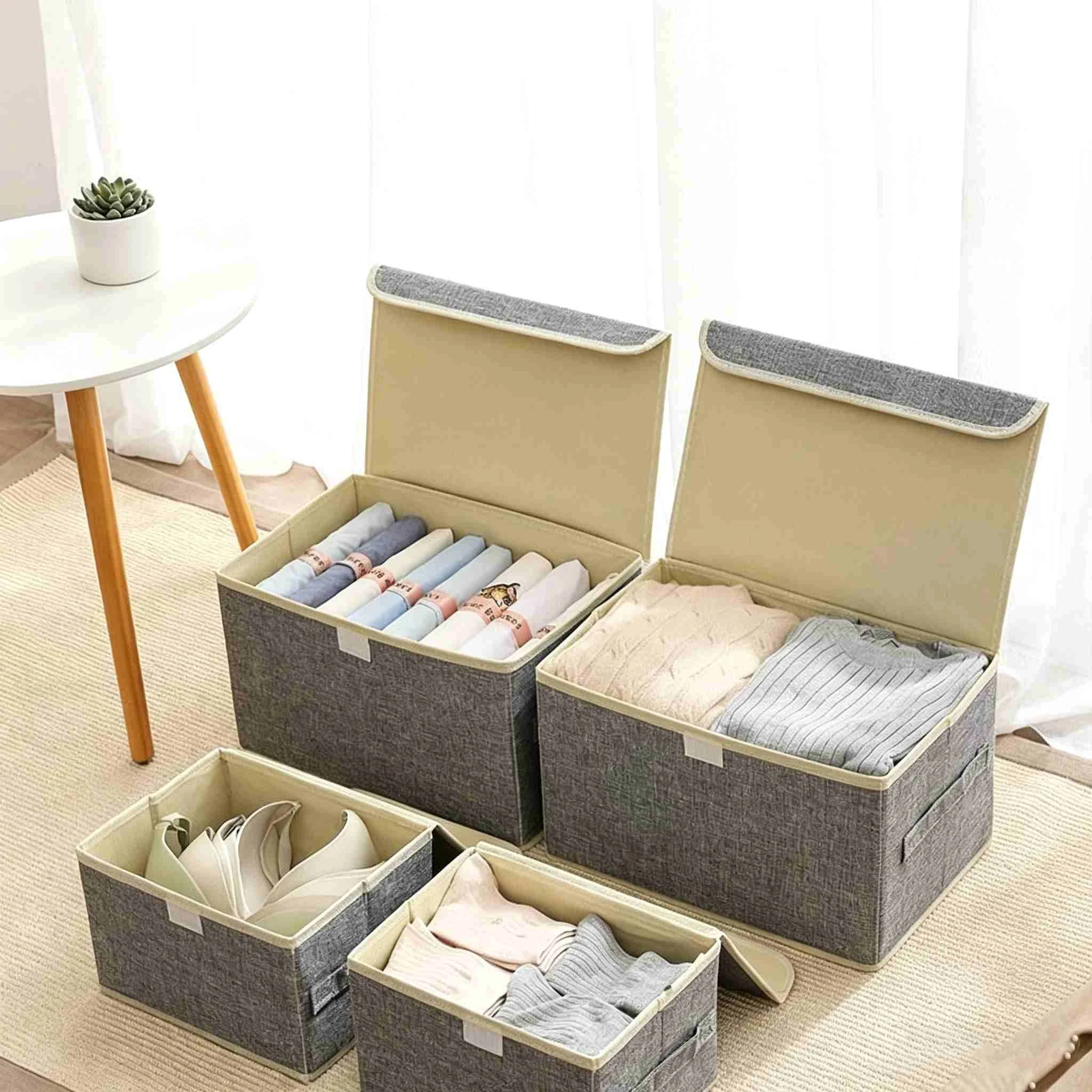 Imitation Linen Flip Lid Fabric Storage Box