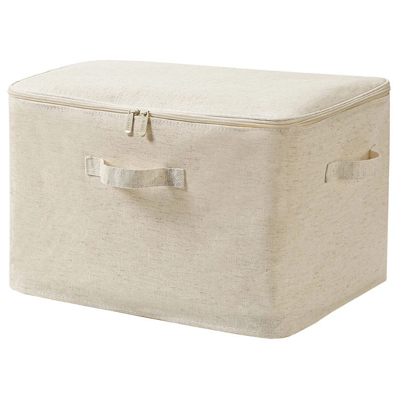 Cotton Linen Zipper Dust-Proof Foldable Clothing Storage Bin