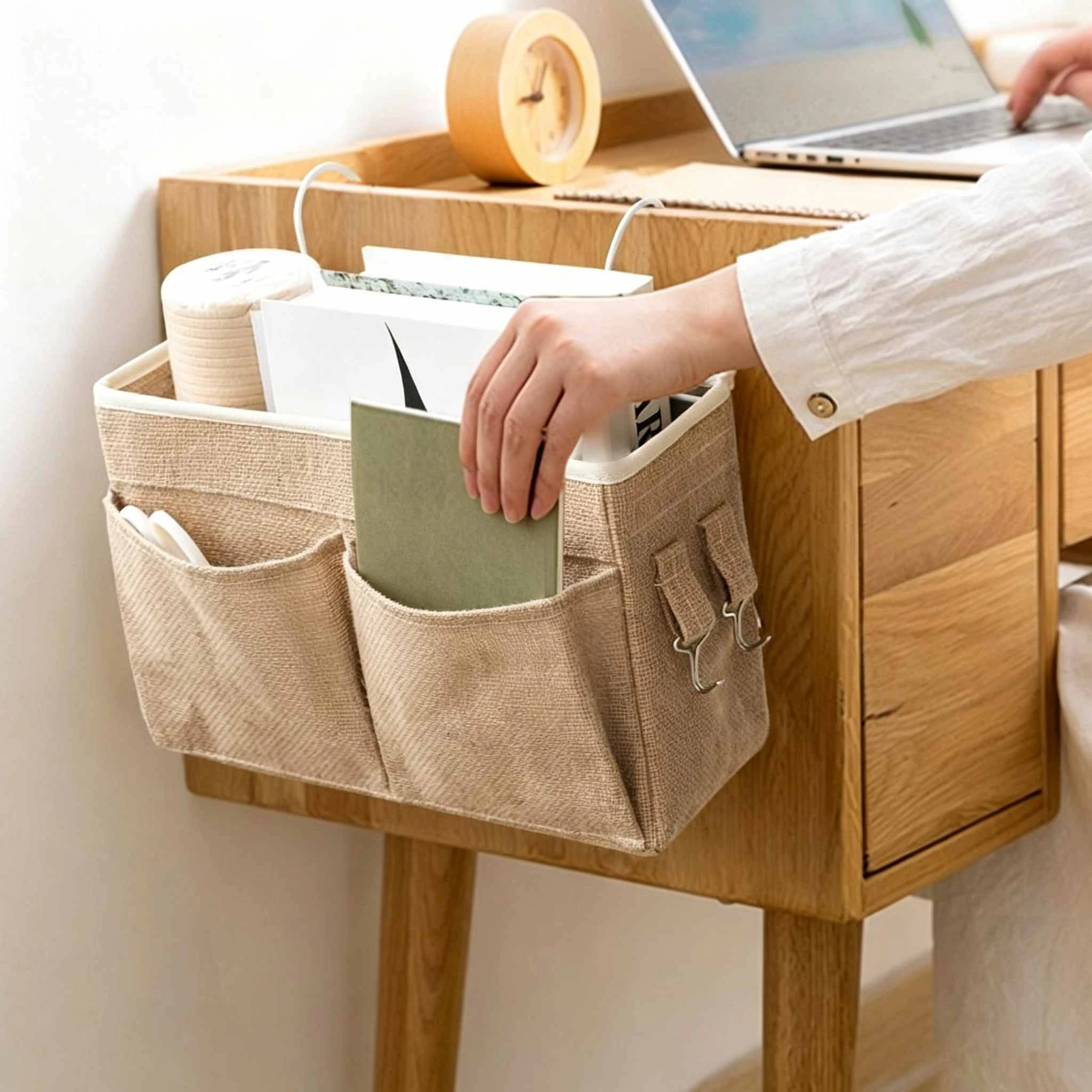 Cotton Linen Desktop Hanging Storage Organizer
