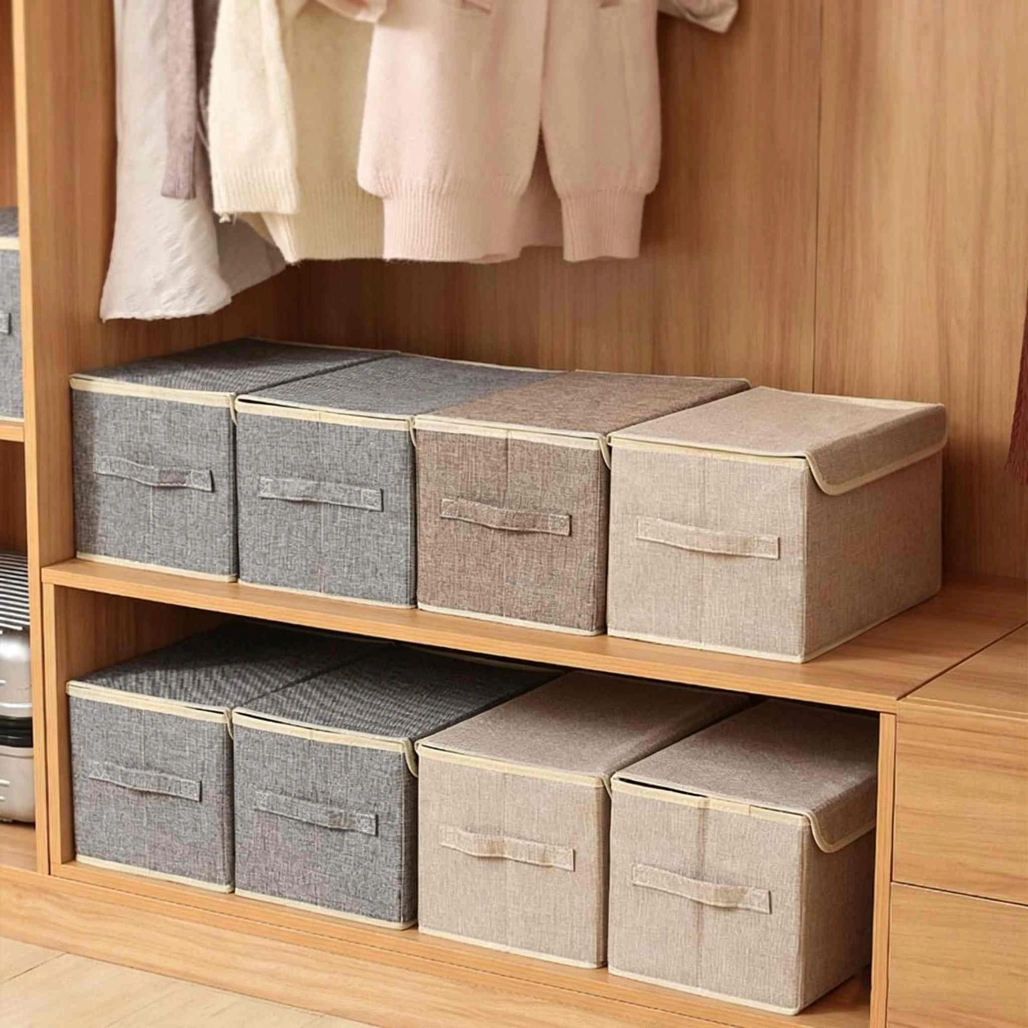 Imitation Linen Flip Lid Fabric Storage Box
