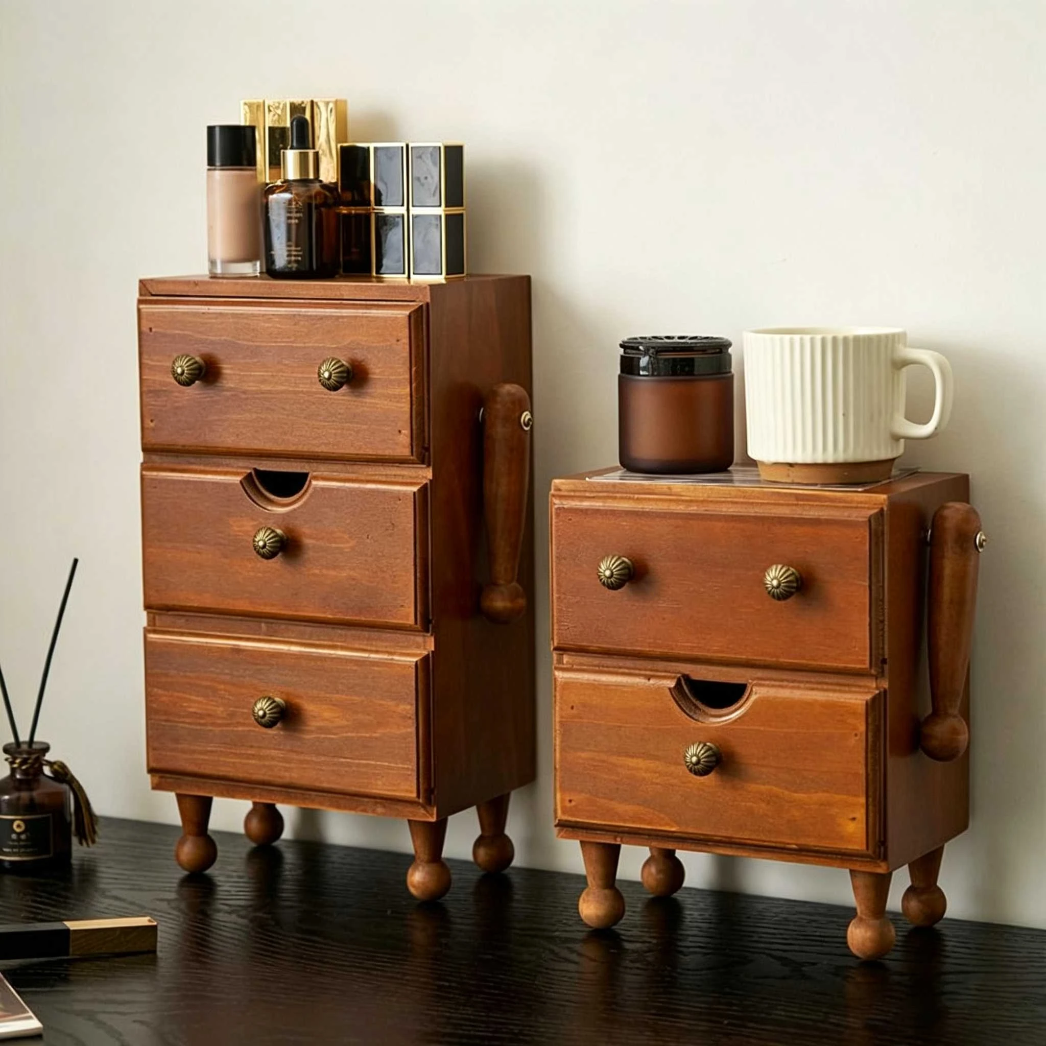 Vintage 3-Drawer Solid Wood Storage Cabinet