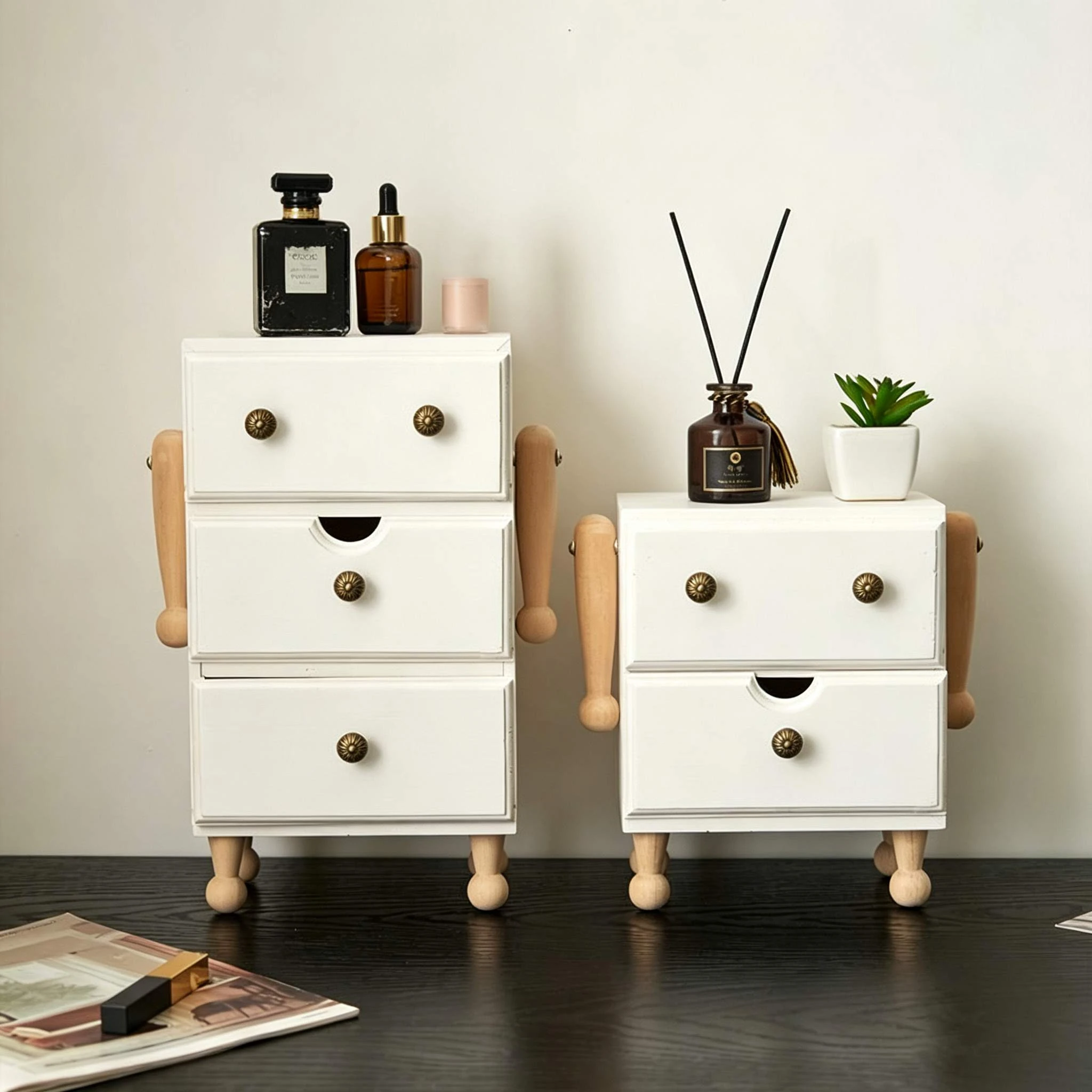 Vintage 3-Drawer Solid Wood Storage Cabinet