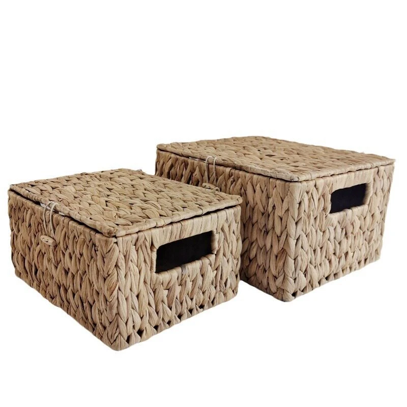 Water Hyacinth Woven Lidded Storage Box