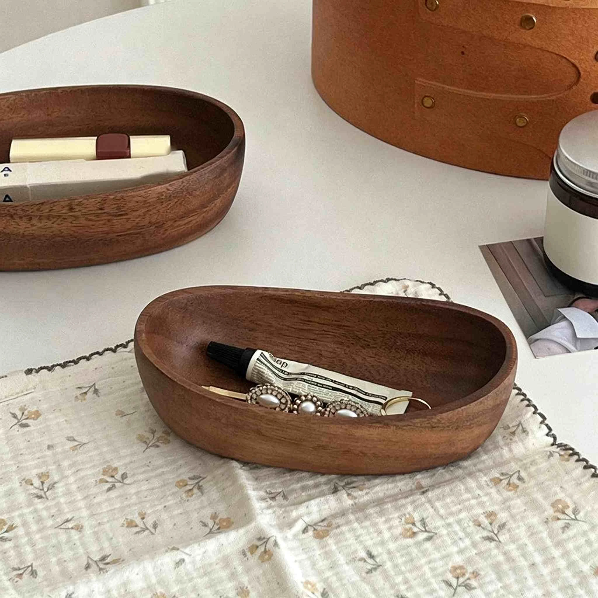 Solid Wood Oval Storage Tray