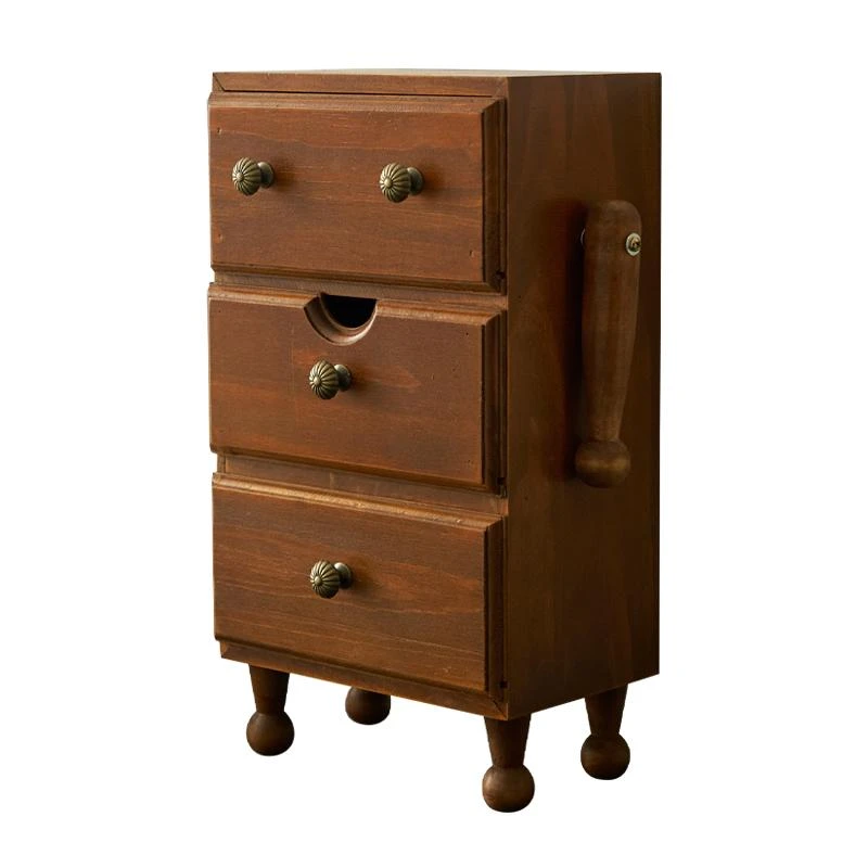 Vintage 3-Drawer Solid Wood Storage Cabinet